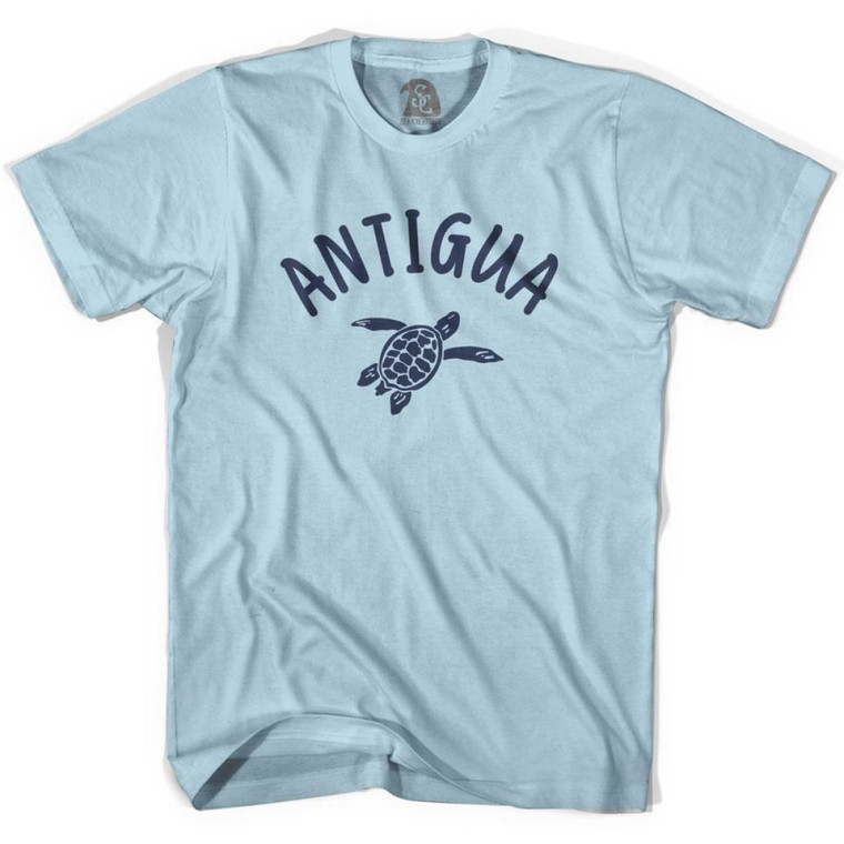 Antigua Beach Sea Turtle Adult Cotton T-shirt - Light Blue