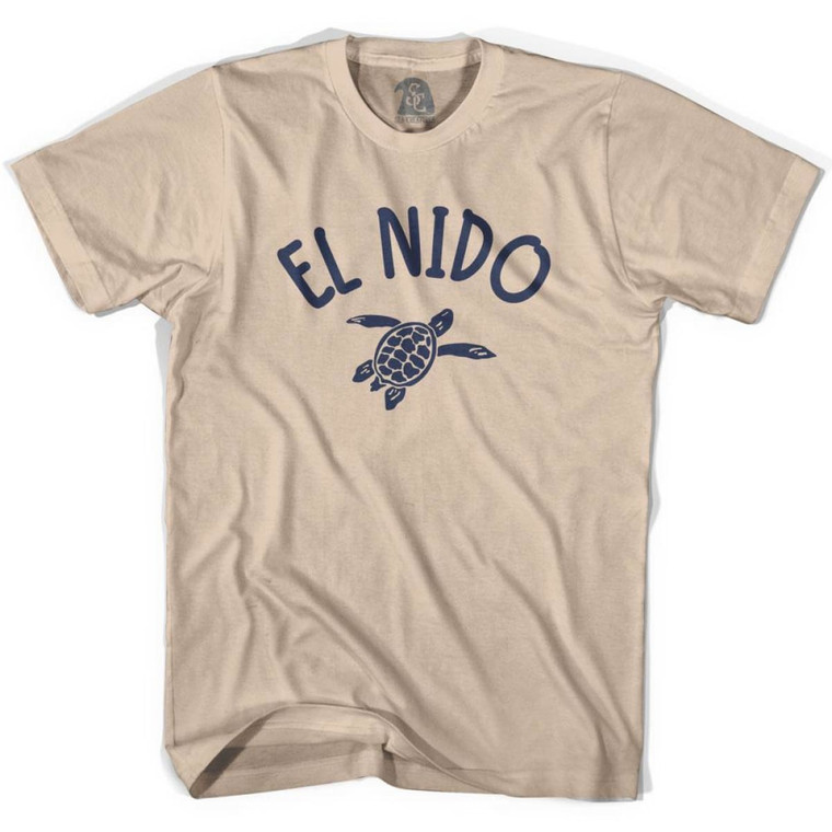 El Nido Beach Sea Turtle Adult Cotton T-shirt - Creme