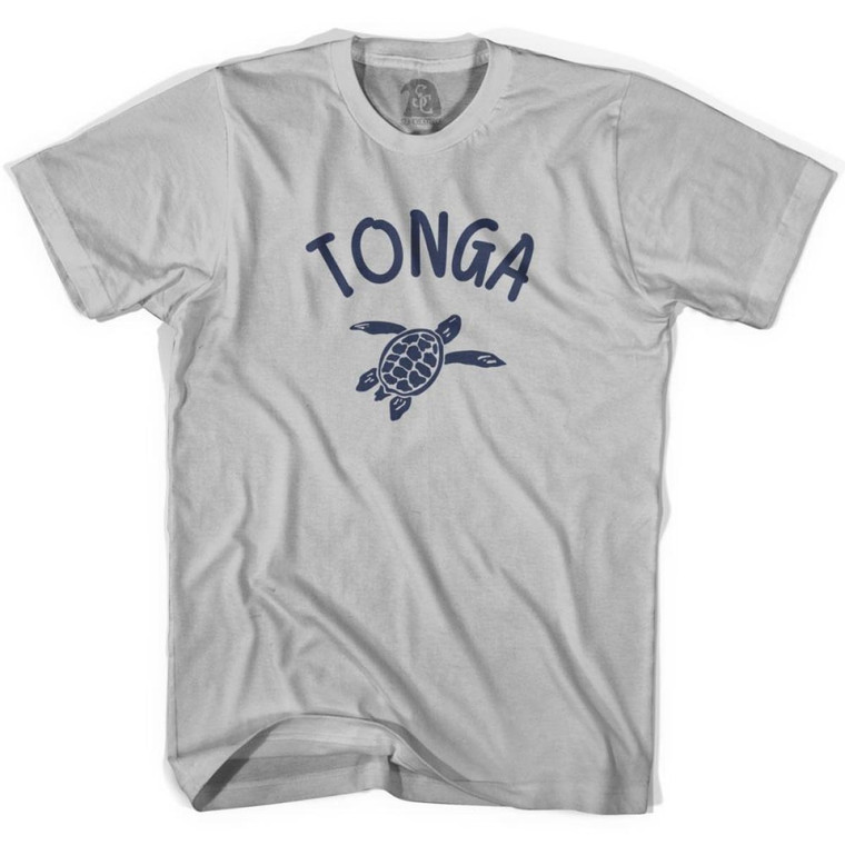 Tonga Beach Sea Turtle Adult Cotton T-shirt - Cool Grey