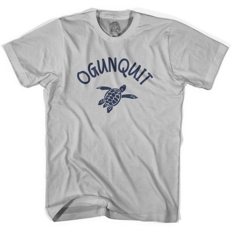 Ogunquit Beach Sea Turtle Adult Cotton T-shirt - Cool Grey