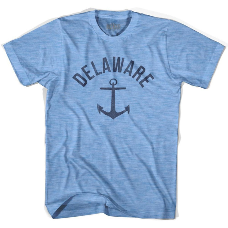 Delaware State Anchor Home Tri-Blend Adult T-shirt - Athletic Blue