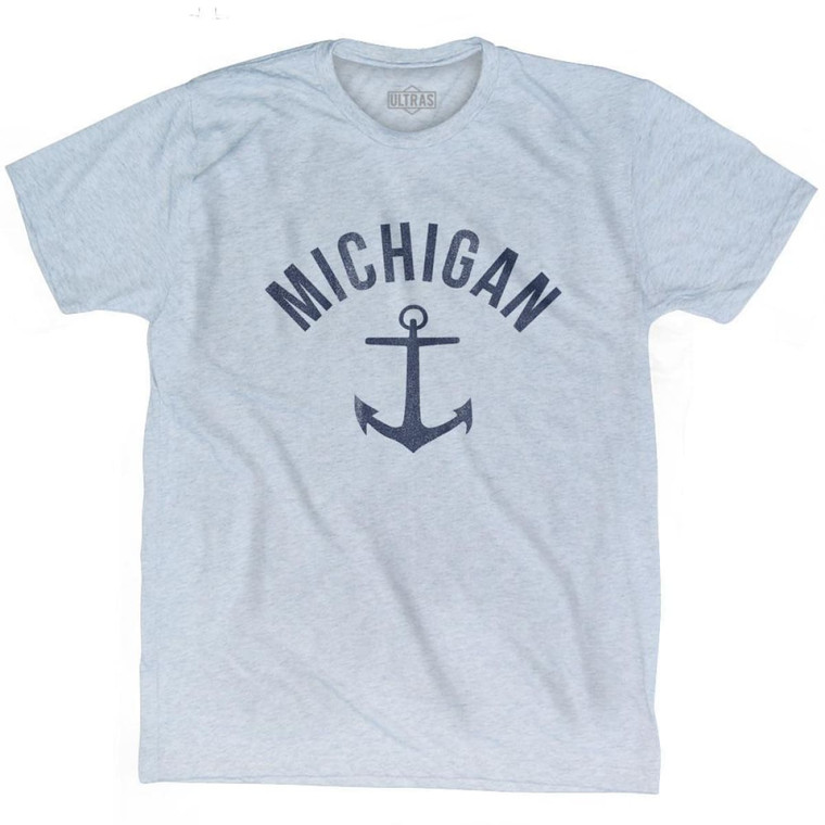 Michigan State Anchor Home Tri-Blend Adult T-shirt - Athletic White