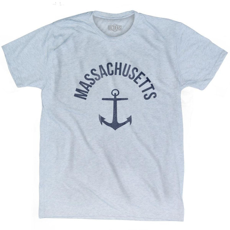 Massachusetts State Anchor Home Tri-Blend Adult T-shirt - Athletic White