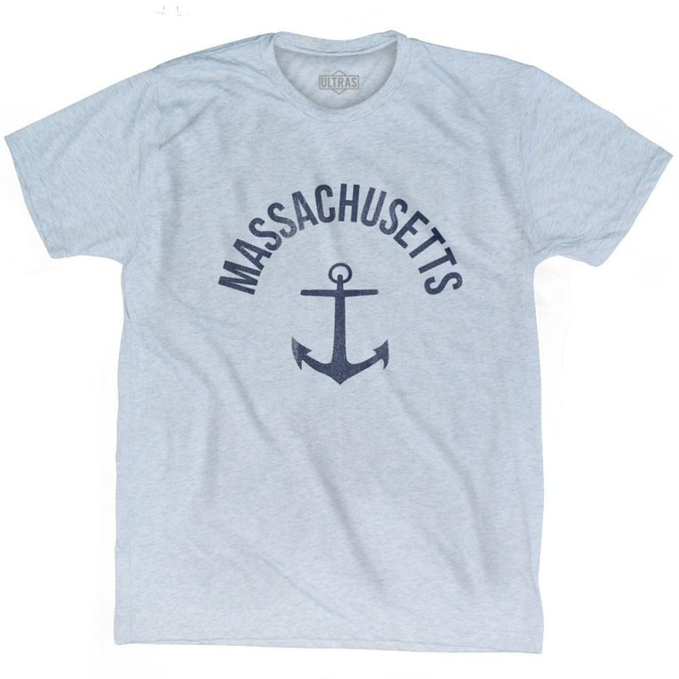 Massachusetts State Anchor Home Tri-Blend Adult T-shirt - Athletic White