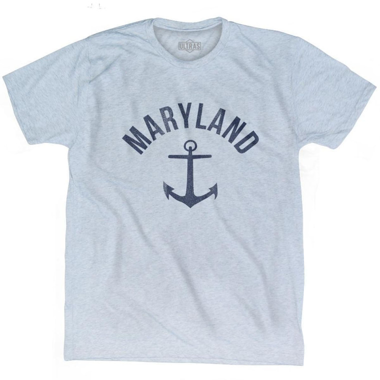 Maryland State Anchor Home Tri-Blend Adult T-shirt - Athletic White