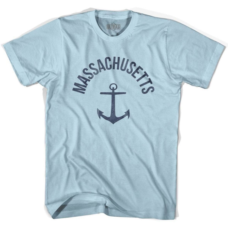 Massachusetts State Anchor Home Cotton Adult T-shirt - Light Blue