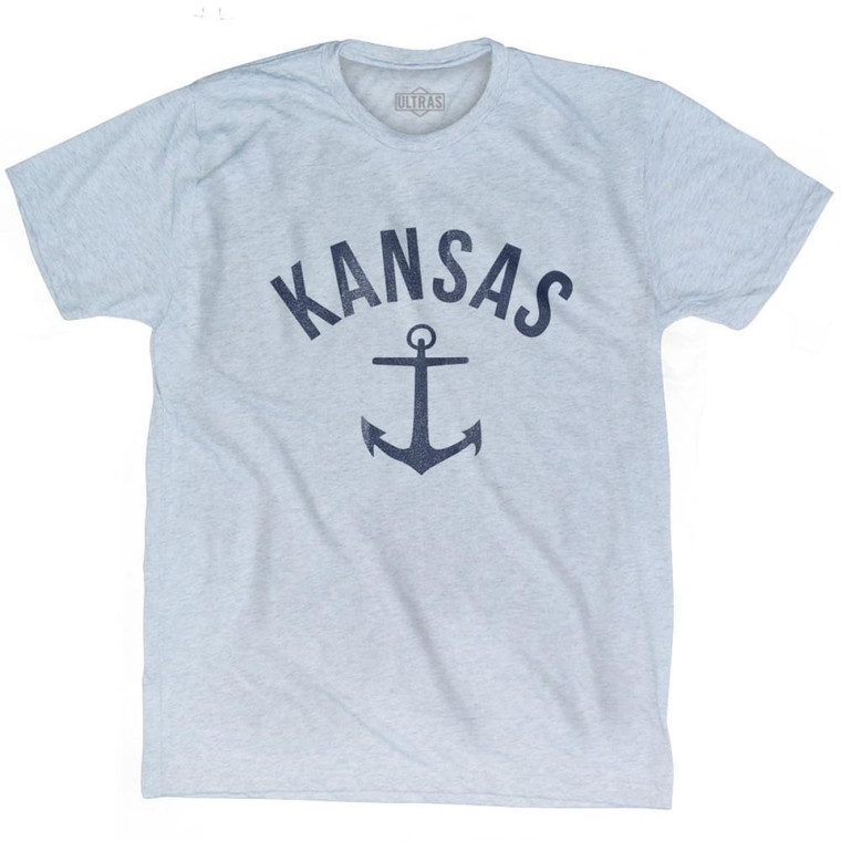 Kansas State Anchor Home Tri-Blend Adult T-shirt - Athletic White