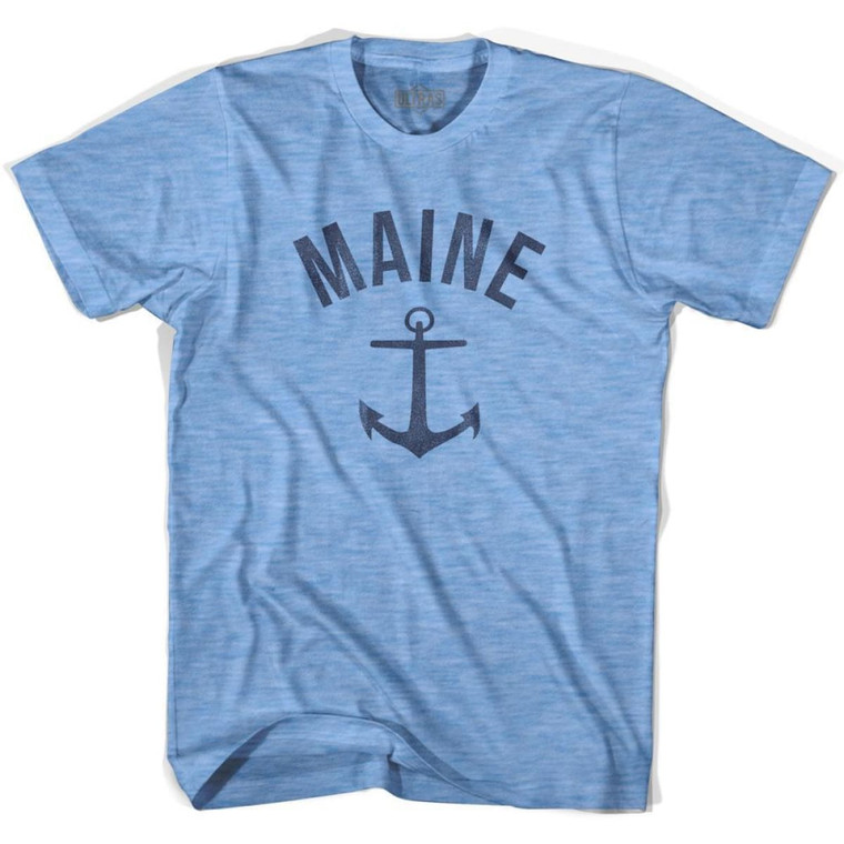 Maine State Anchor Home Tri-Blend Adult T-shirt - Athletic Blue