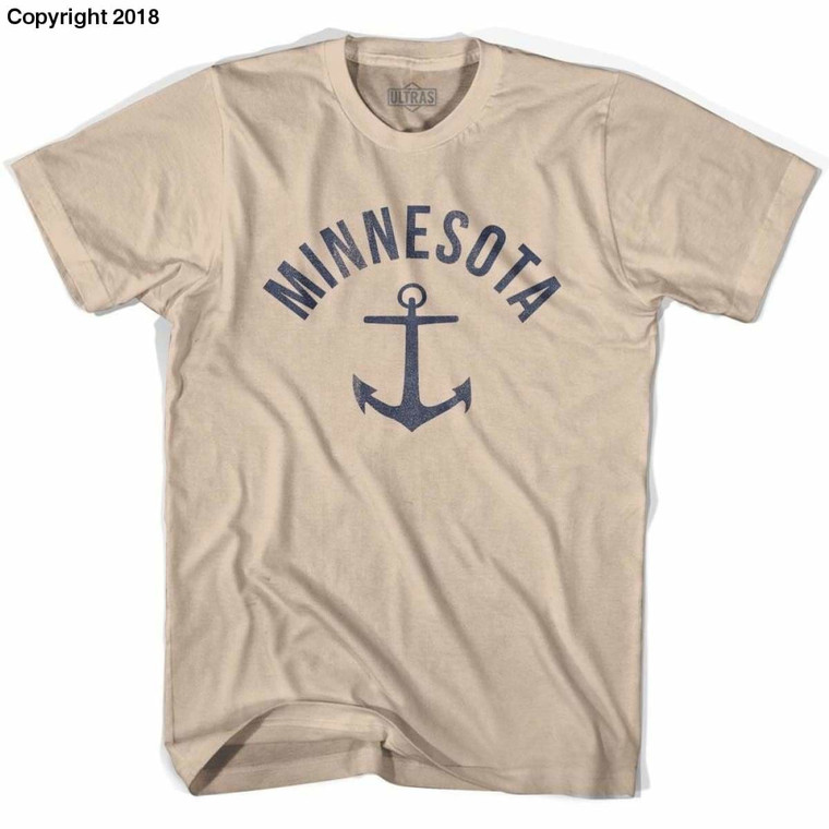 Minnesota State Anchor Home Cotton Adult T-shirt - Creme