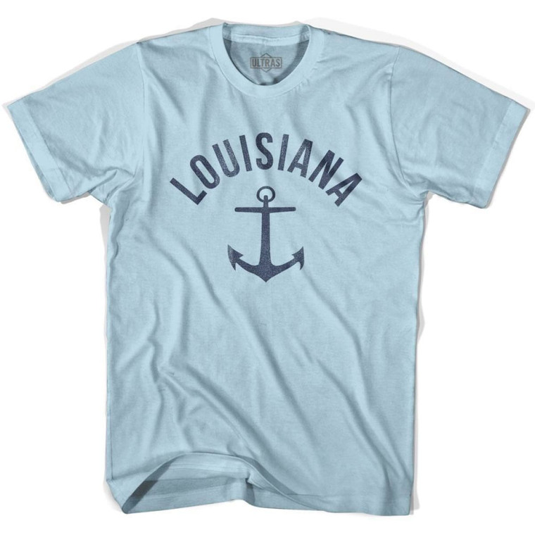 Louisiana State Anchor Home Cotton Adult T-shirt - Light Blue