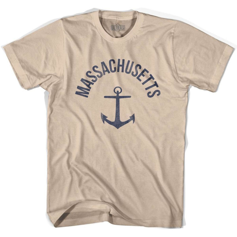 Massachusetts State Anchor Home Cotton Adult T-shirt - Creme