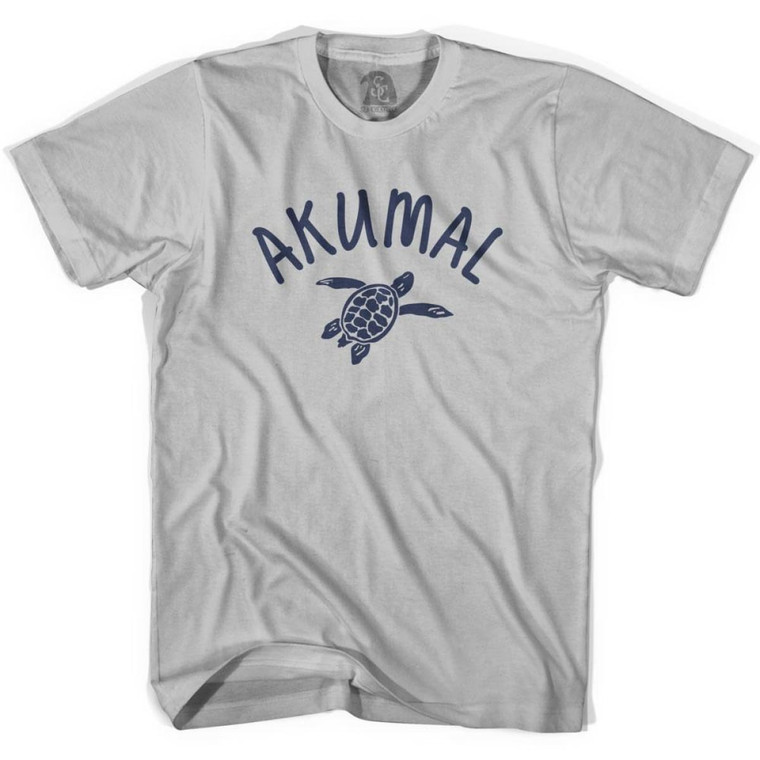 Akumal Beach Sea Turtle Adult Cotton T-shirt - Cool Grey