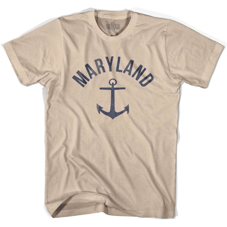 Maryland State Anchor Home Cotton Adult T-shirt - Creme