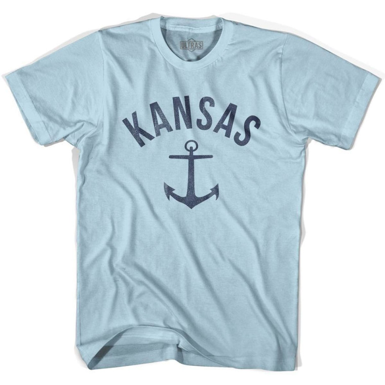 Kansas State Anchor Home Cotton Adult T-shirt - Light Blue