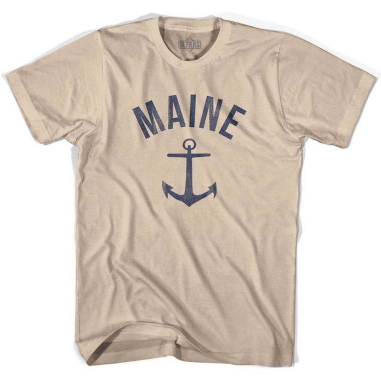 Maine State Anchor Home Cotton Adult T-shirt - Creme