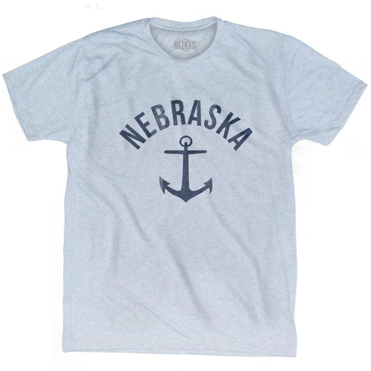 Nebraska State Anchor Home Tri-Blend Adult T-shirt - Athletic White