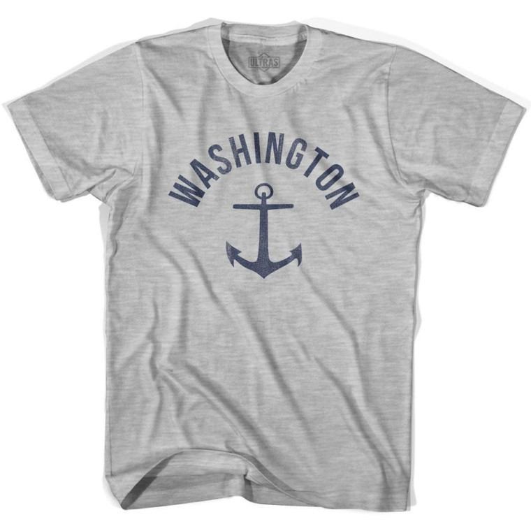 Washington State Anchor Home Cotton Adult T-shirt - Grey Heather