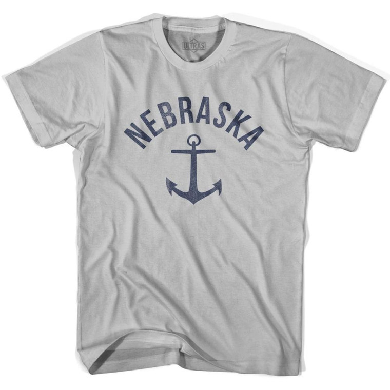 Nebraska State Anchor Home Cotton Adult T-shirt - Cool Grey