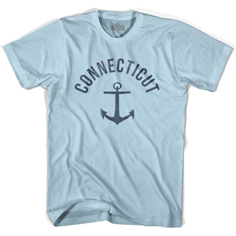 Connecticut State Anchor Home Cotton Adult T-shirt - Light Blue