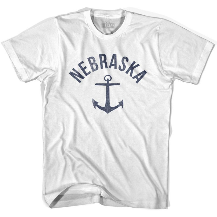 Nebraska State Anchor Home Cotton Adult T-shirt - White