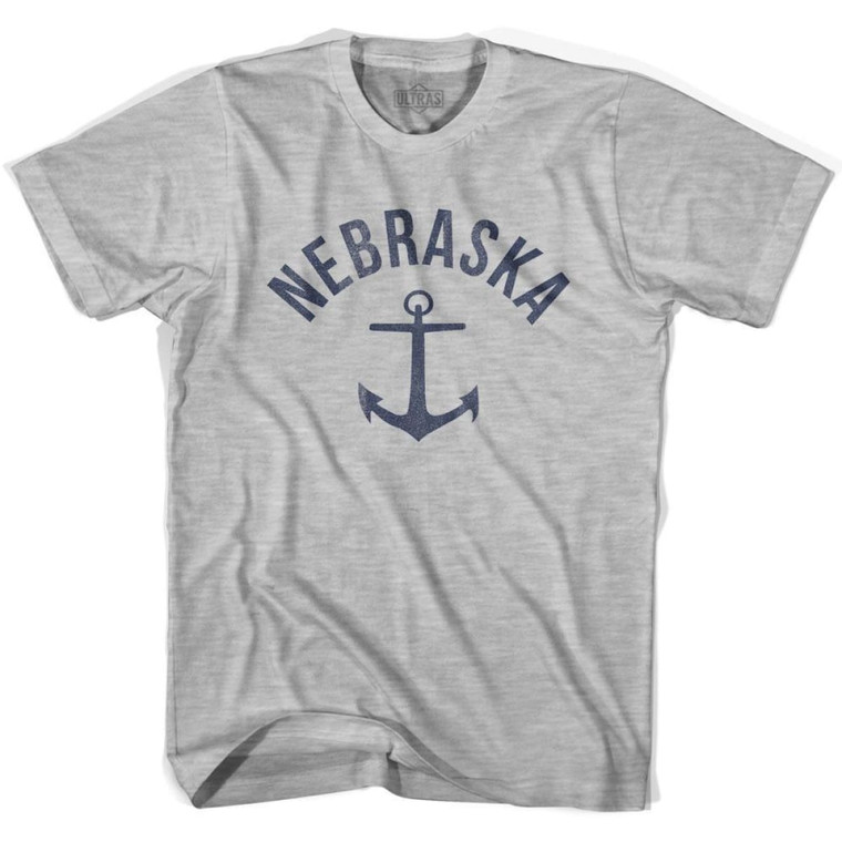 Nebraska State Anchor Home Cotton Adult T-shirt - Grey Heather