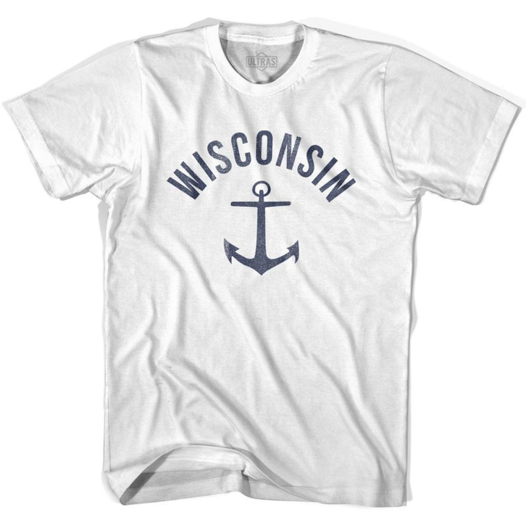 Wisconsin State Anchor Home Cotton Youth T-shirt - White