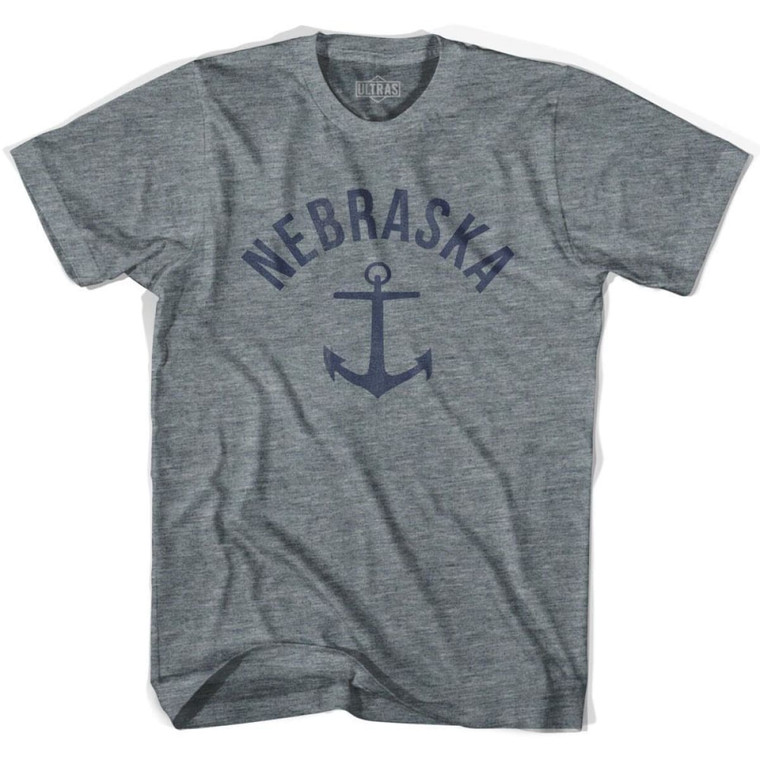 Nebraska State Anchor Home Tri-Blend Adult T-shirt - Athletic Grey