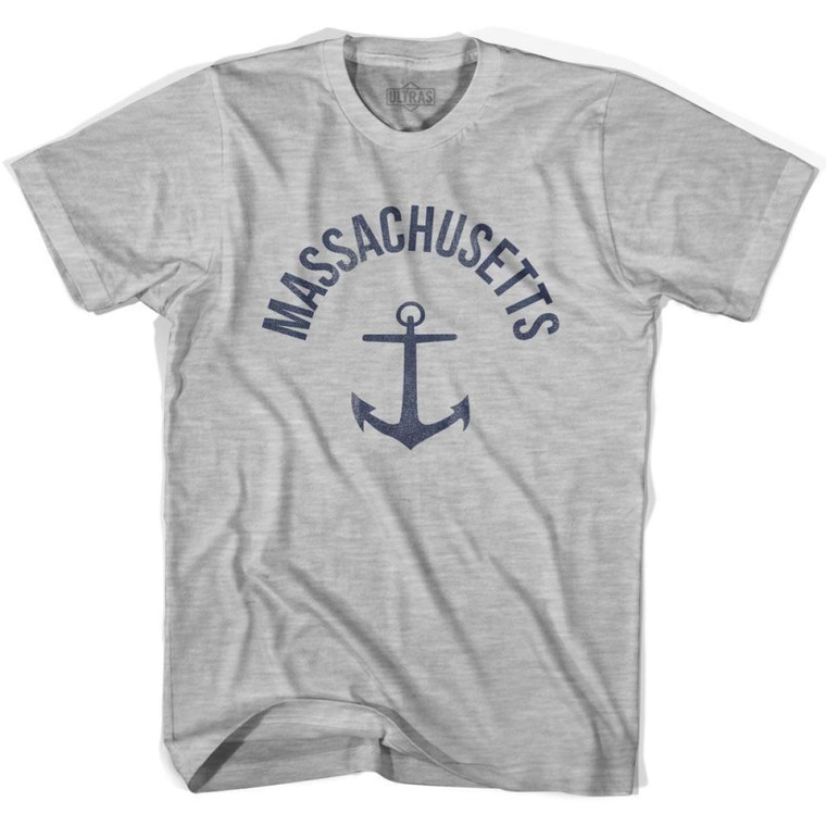 Massachusetts State Anchor Home Cotton Adult T-shirt - Grey Heather