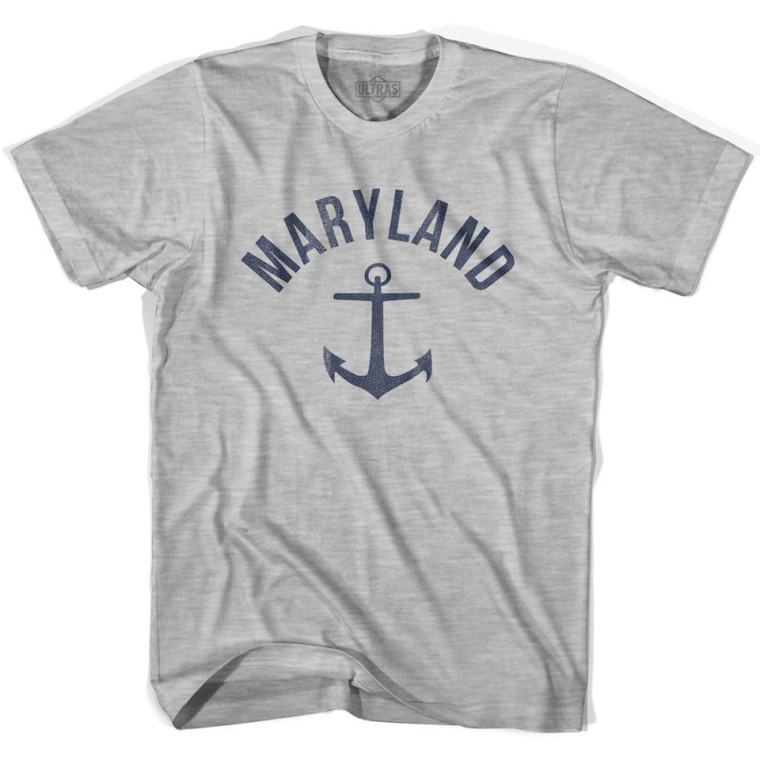 Maryland State Anchor Home Cotton Adult T-shirt - Grey Heather