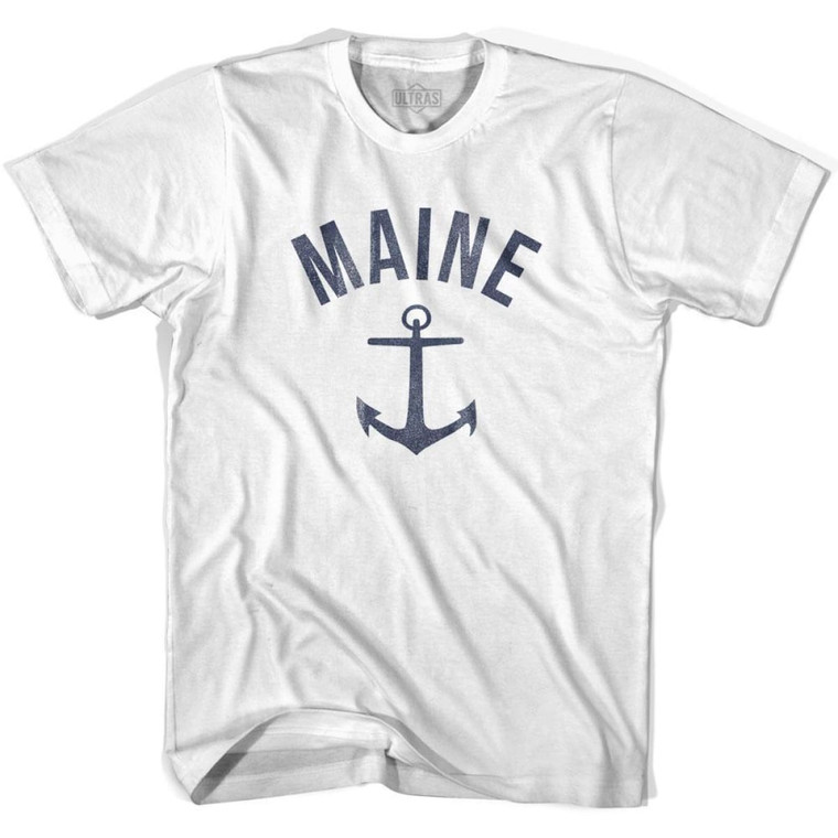 Maine State Anchor Home Cotton Adult T-shirt - White