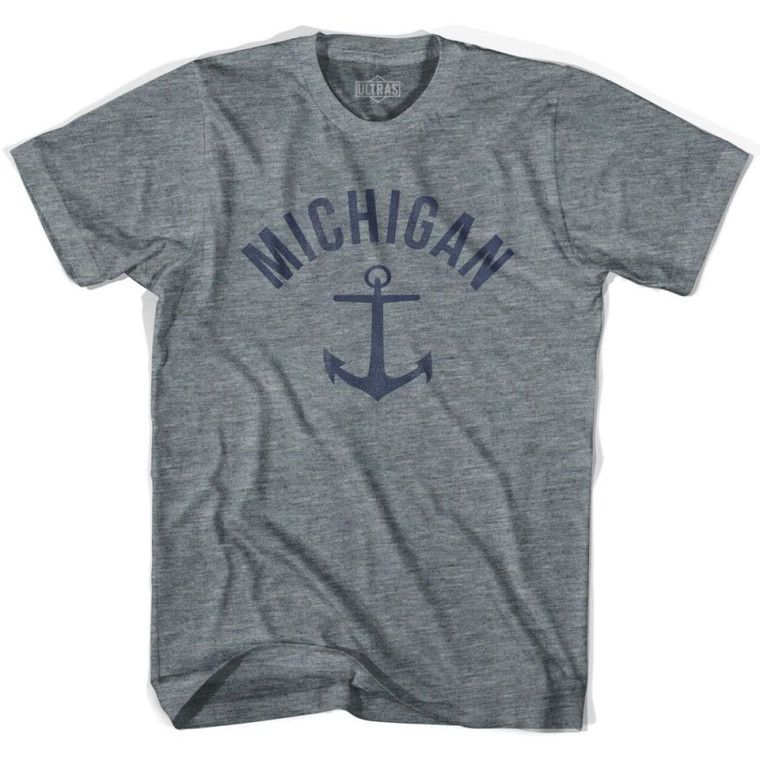Michigan State Anchor Home Tri-Blend Adult T-shirt - Athletic Grey