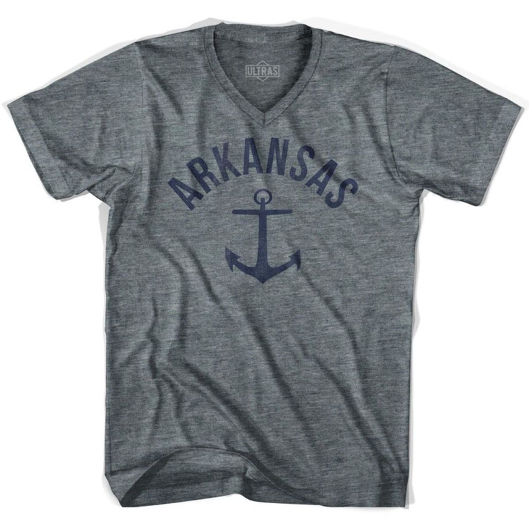 Arkansas State Anchor Home Tri-Blend Adult V-neck T-shirt - Athletic Grey