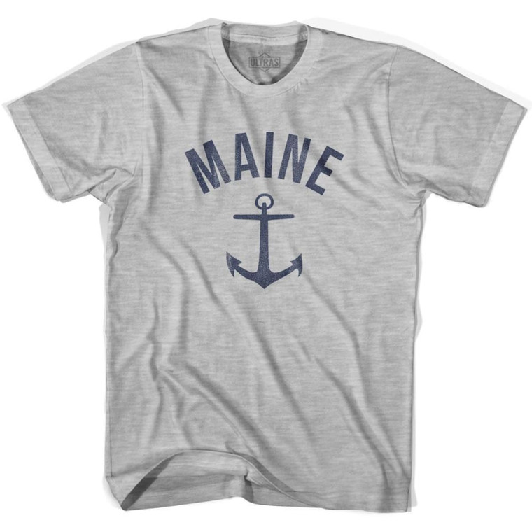 Maine State Anchor Home Cotton Adult T-shirt - Grey Heather