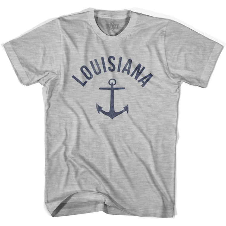 Louisiana State Anchor Home Cotton Adult T-shirt - Grey Heather