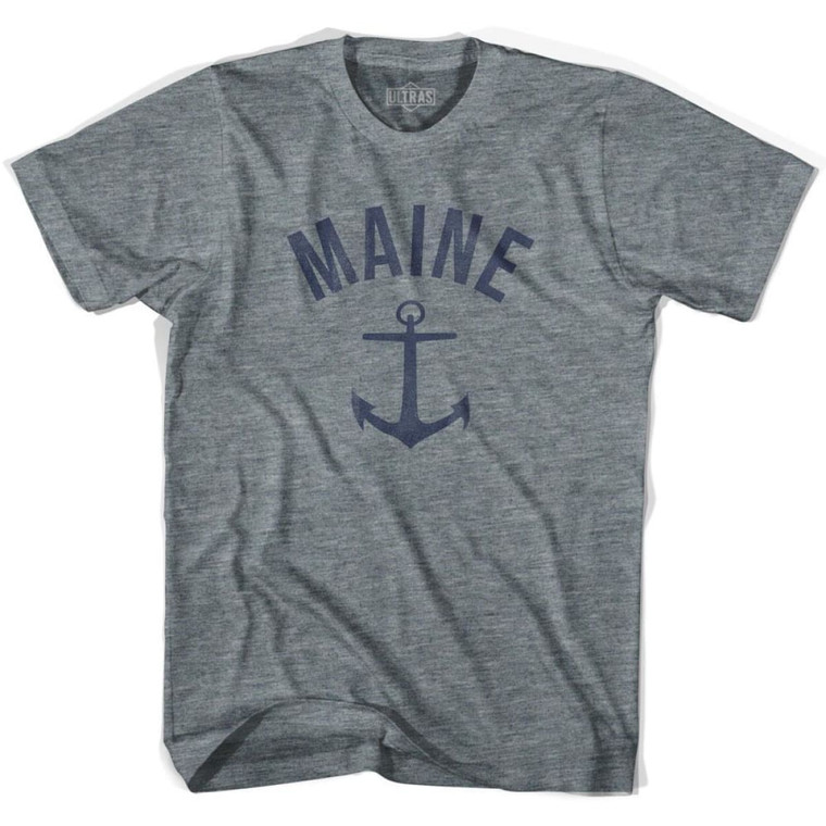 Maine State Anchor Home Tri-Blend Womens T-shirt - Athletic Grey