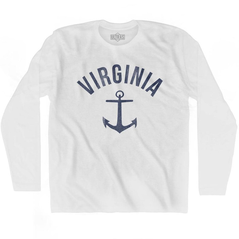 Virginia State Anchor Home Cotton Adult Long Sleeve T-shirt-White