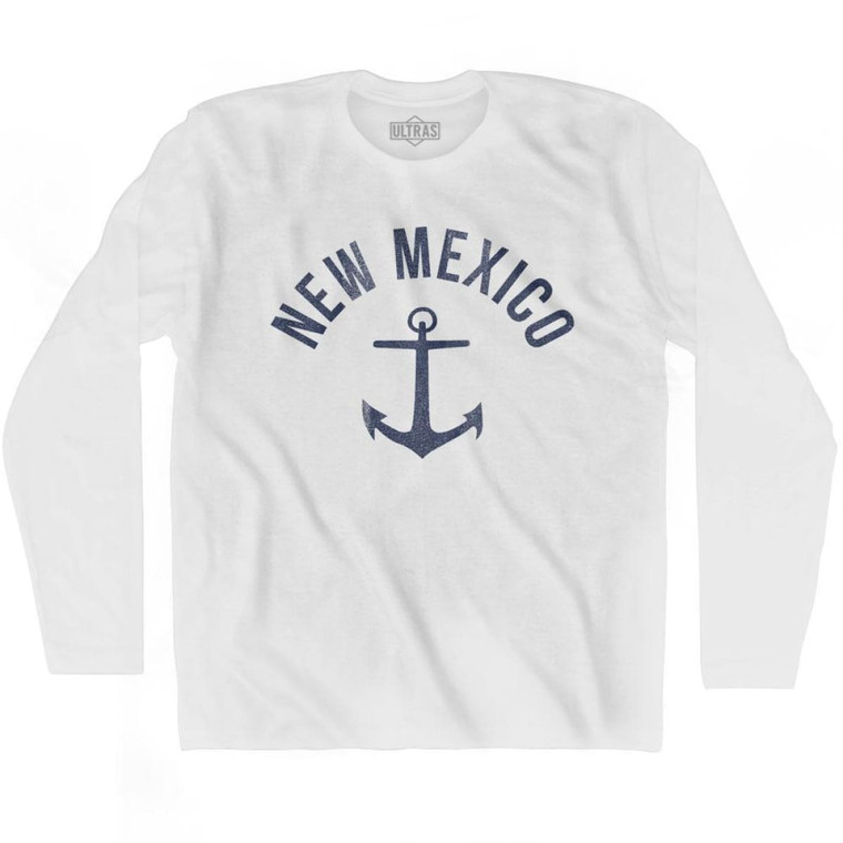 New Mexico State Anchor Home Cotton Adult Long Sleeve T-shirt-White