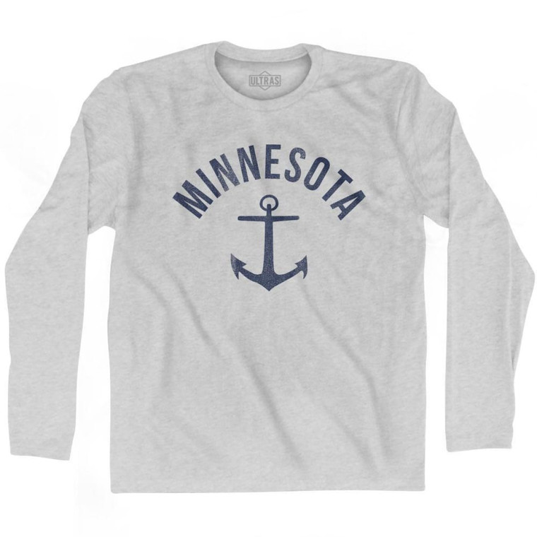 Minnesota State Anchor Home Cotton Adult Long Sleeve T-shirt - Grey Heather
