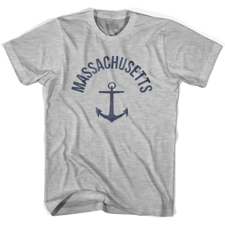 Massachusetts State Anchor Home Cotton Womens T-shirt - Grey Heather