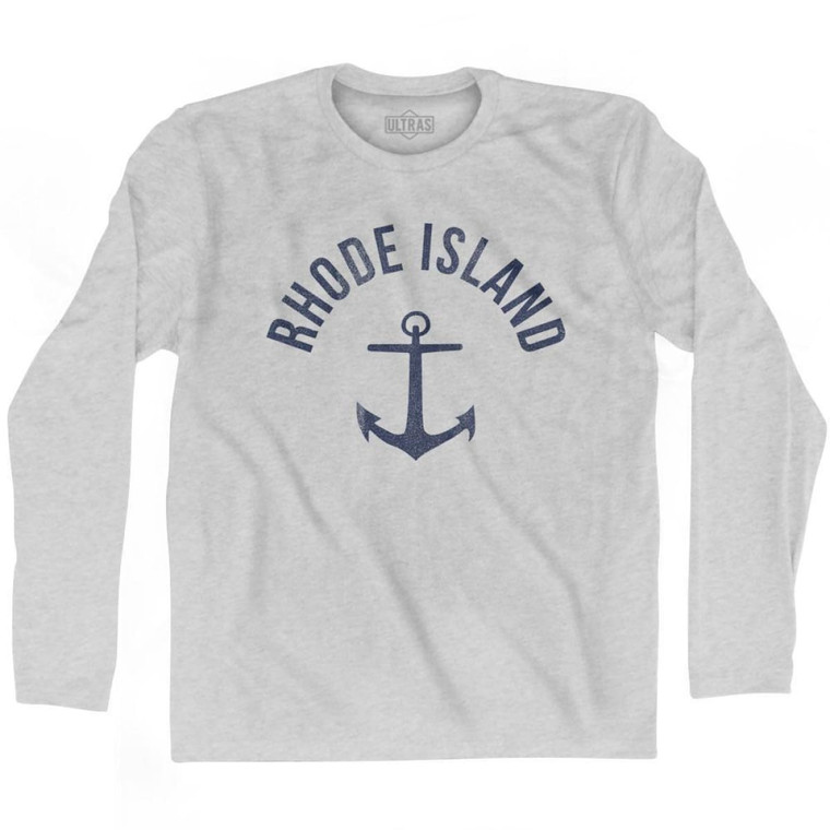 Rhode State Anchor Home Cotton Adult Long Sleeve T-shirt - Grey Heather