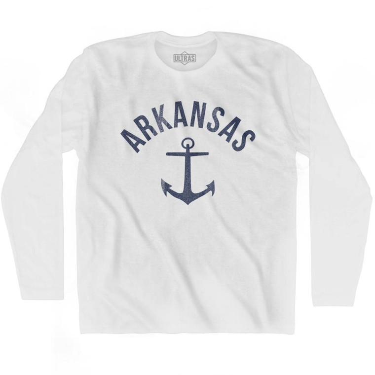 Arkansas State Anchor Home Cotton Adult Long Sleeve T-shirt - White