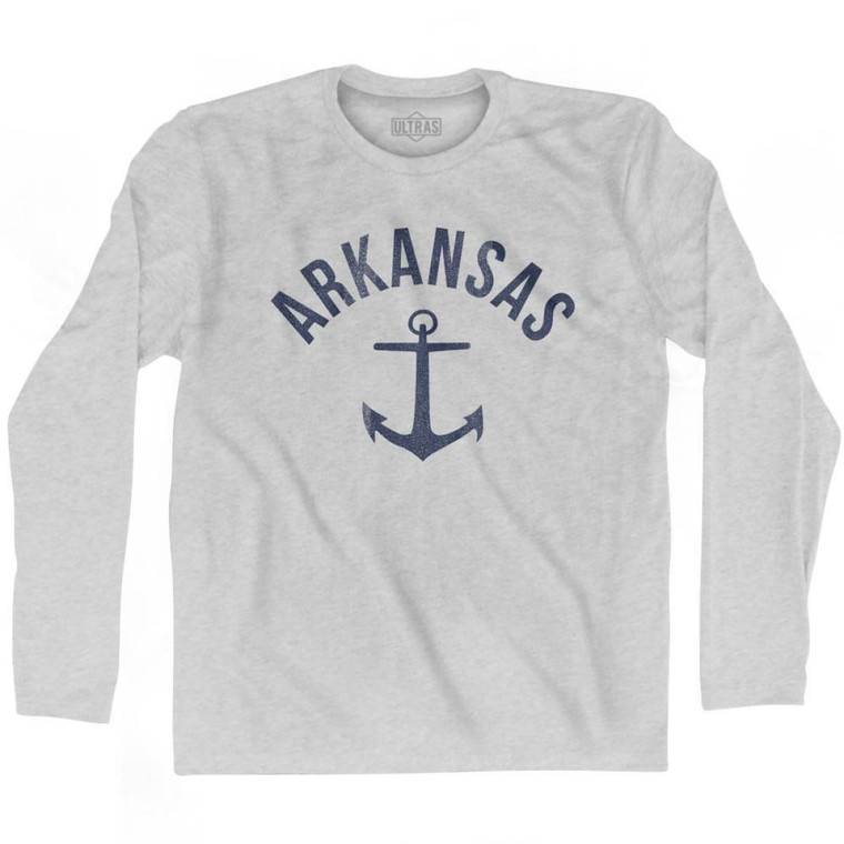 Arkansas State Anchor Home Cotton Adult Long Sleeve T-shirt - Grey Heather