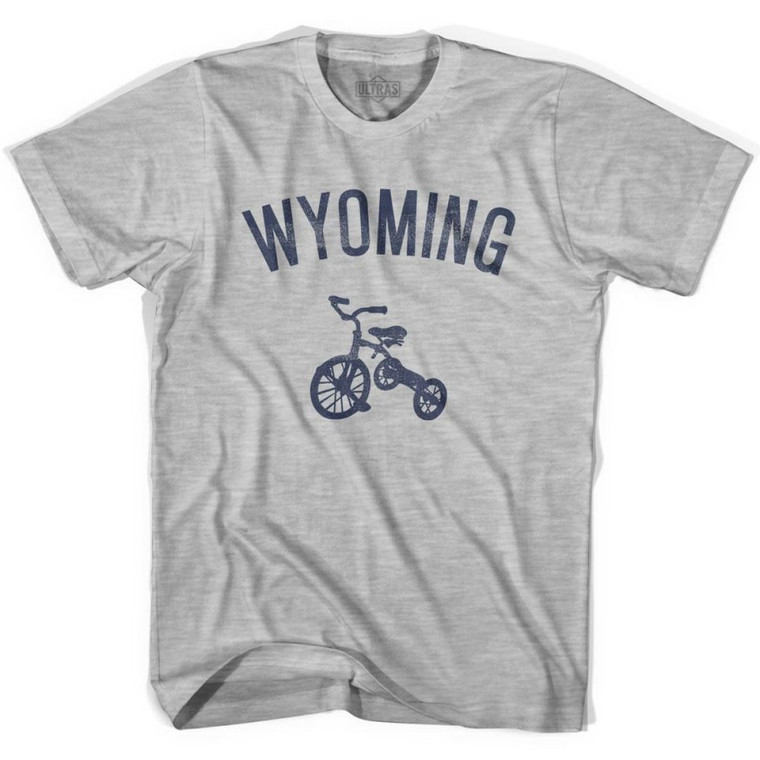 Wyoming State Tricycle Adult Cotton T-shirt - Grey Heather