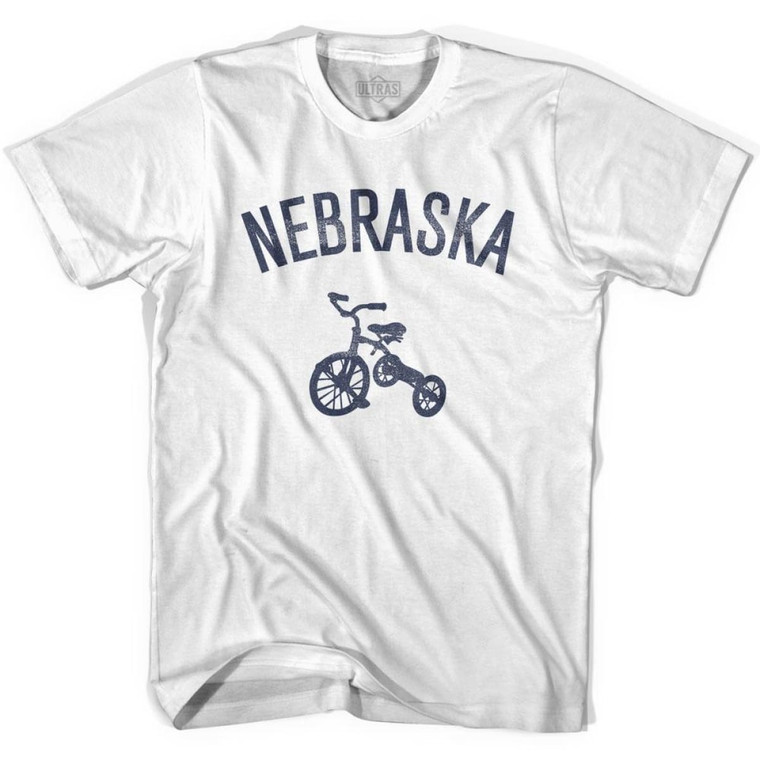 Nebraska State Tricycle Adult Cotton T-shirt - White