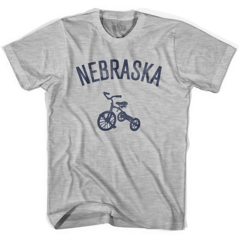 Nebraska State Tricycle Adult Cotton T-shirt - Grey Heather