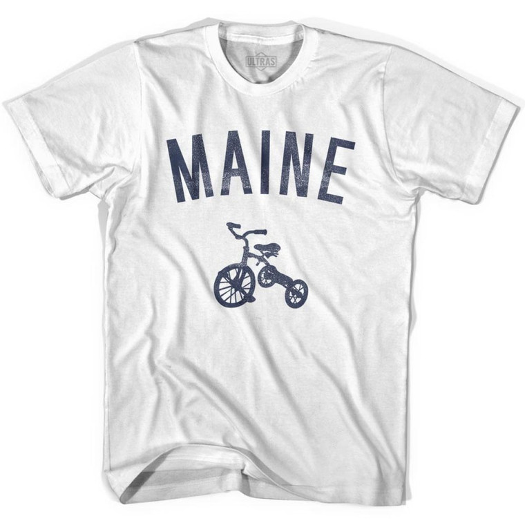 Maine State Tricycle Adult Cotton T-shirt - White