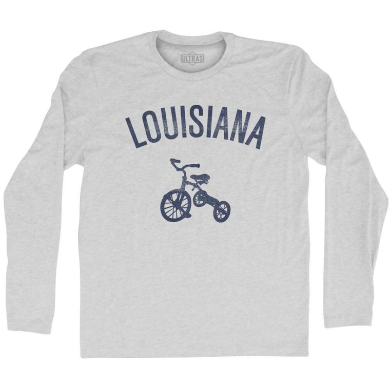 Louisiana State Tricycle Adult Cotton Long Sleeve T-shirt - Grey Heather