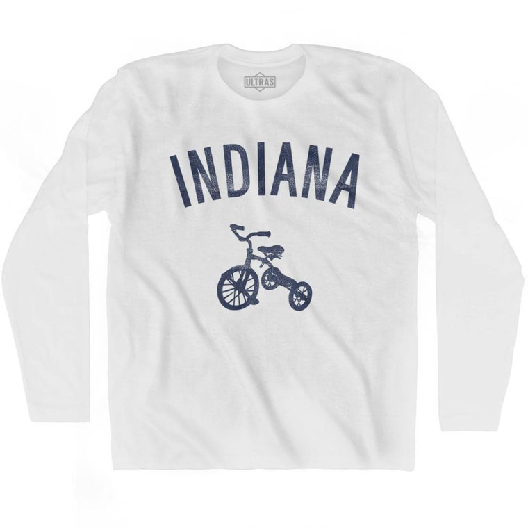 Indiana State Tricycle Adult Cotton Long Sleeve T-shirt - White