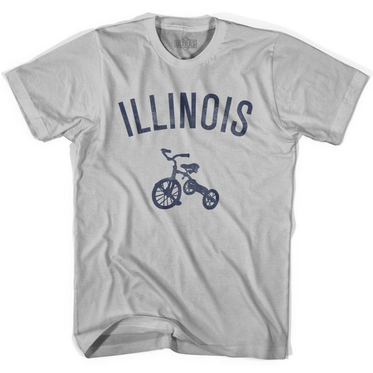 Illinois State Tricycle Adult Cotton T-shirt - Cool Grey