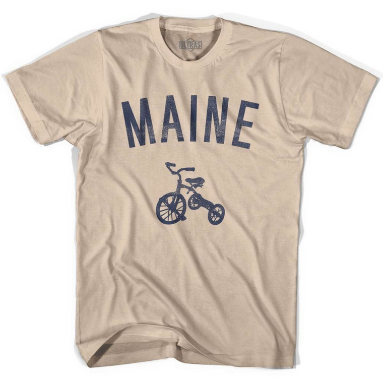 Maine State Tricycle Adult Cotton T-shirt - Creme